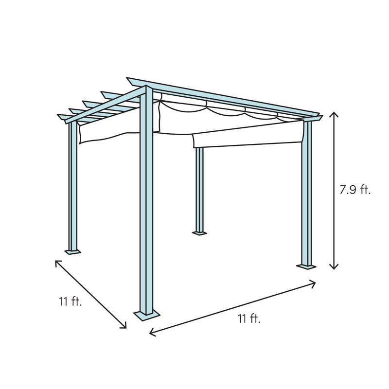 Florence 11 ft. x 11 ft. Aluminum Pergola in Gray Powder-Coated Finish with Adjustable Canopy, 11 ft. W x 11 ft. D, Off White