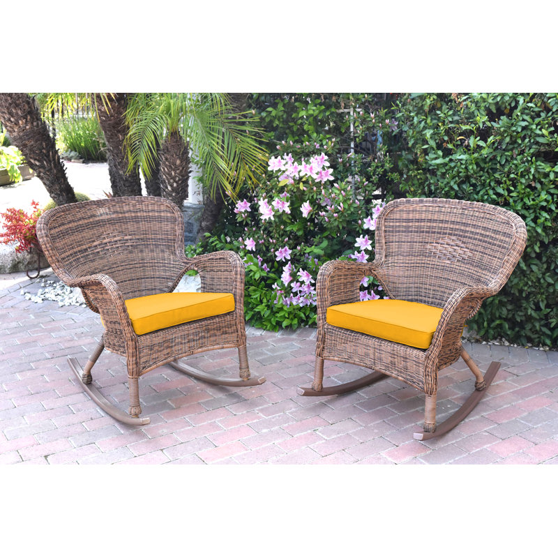Chaise berçante Batchelder, Miel, Bleu
