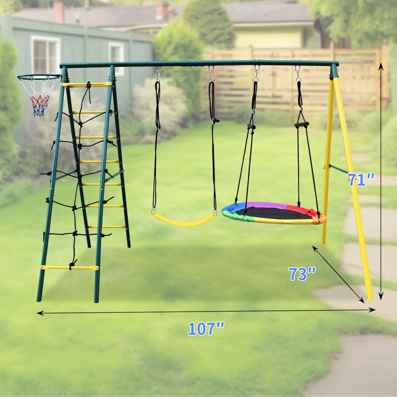 Balançoire en métal multicolore avec ceinture - deux modèles 2 places