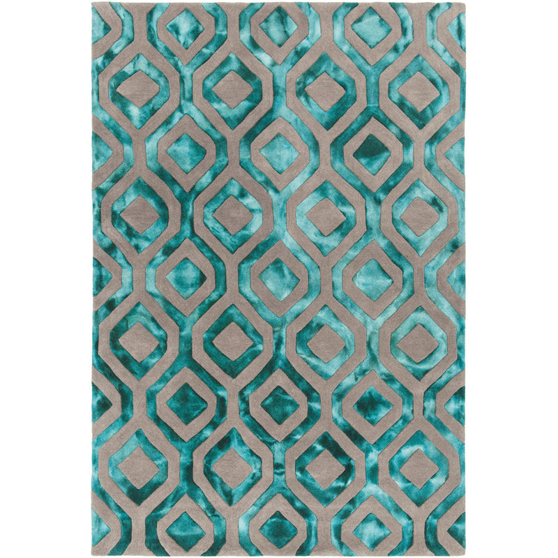 Handmade Geometric Gray Wool 5' x 7'6" Tufted Area Rug