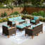 All Weather Wicker/Rattan 9 - Person Seating Group with Cushions-291617110-304469159