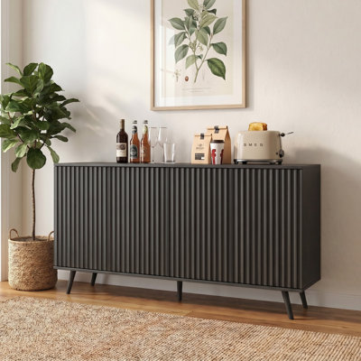 59.12" Sideboard Buffet Cabinet with Storage, Wood Credenza Console Coffee Bar Cabinets with Adjustable Shelves for Living Room, Kitchen