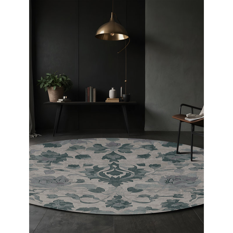 Machine Washable Gray Area Rug, Round 6'