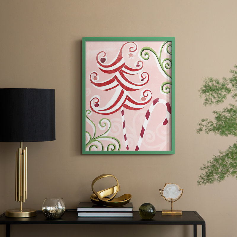 «Candy Cane Holiday I», reproduction encadrée - bois massif, Vert, H 11 po x l 9 po