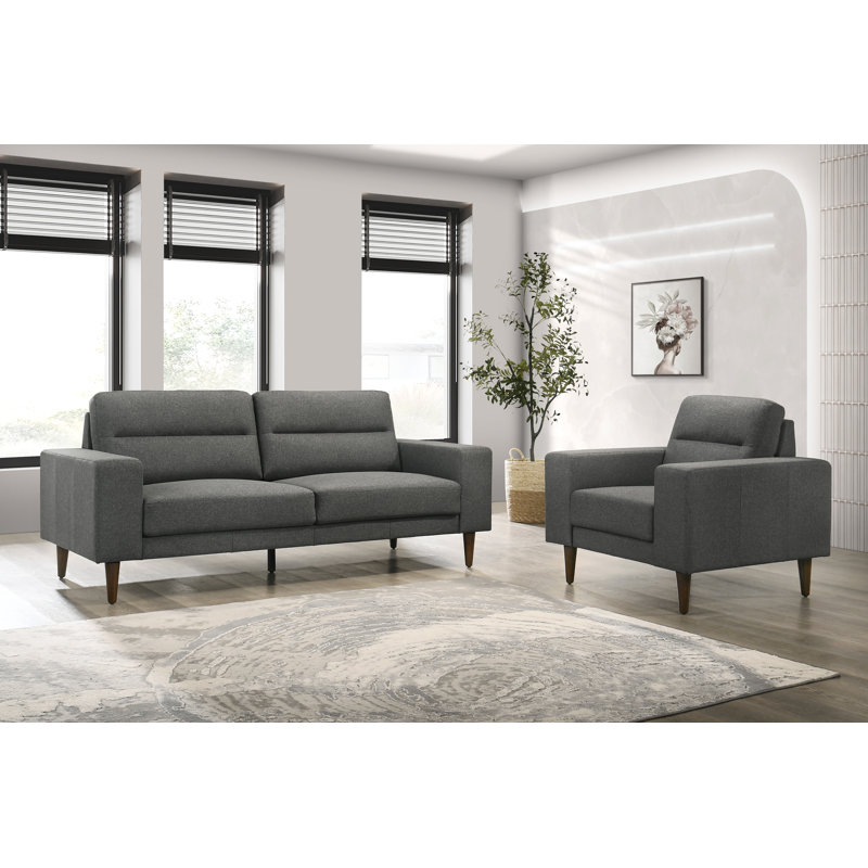 Canapé et chaise rembourrés en tissu 2 pièces Loseff, gris