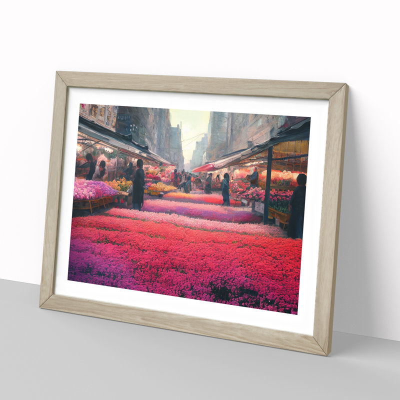 A Flower Market Vol.1 - Single Picture Frame Print, Oak Framed, 25cm H x 34cm W x 2cm D