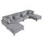 Revêtement modulaire contemporain en velours côtelé gris 6 pièces Contemporary - 2 fauteuils sans accoudoirs, sièges d'angle, repose-pieds avec coussins