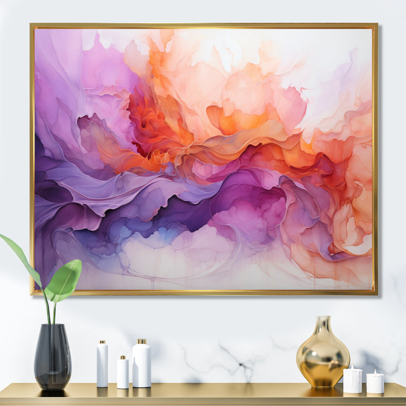 Vibrant tourbillons sur toile, H 16 po x l 32 po x P 1 po, Cadre flottant doré