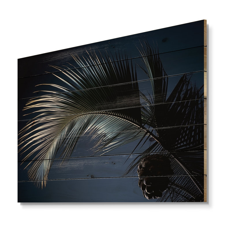 «Palm Leaf Jungle Calm - Palmiers et palmiers», art sur bois de pin naturel, H 30 po x l 40 po