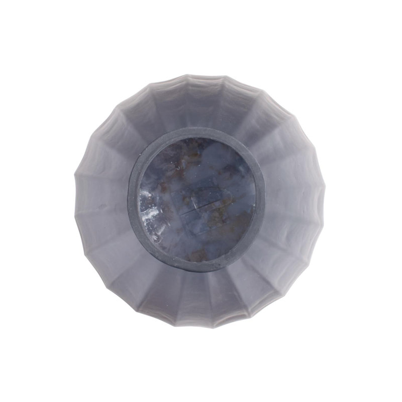 Cool Ice Blue Ribbed Cylindrical Vessel, 14" H x 9.5" W x 9.5" D