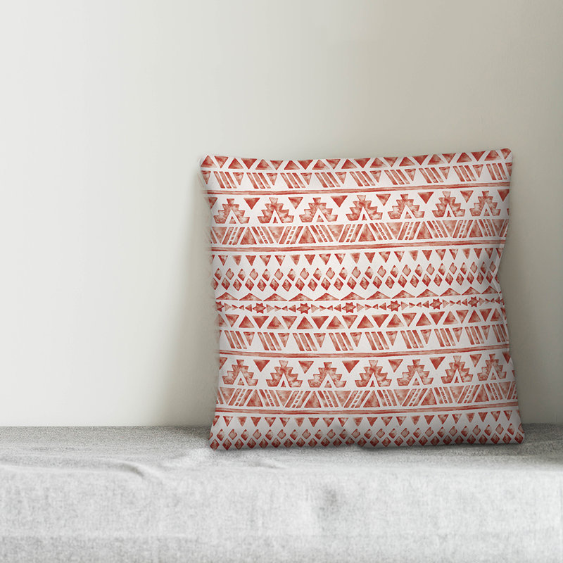 Throw Pillow, 18" x 18", Red Geometric 4