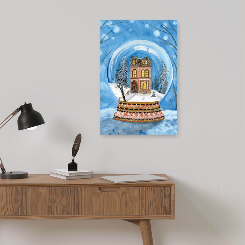 Cozy Winter House Globe Traditional Abstract Winter Architecture Wall Art Print 1 Piece Wrapped Canvas Wall Art