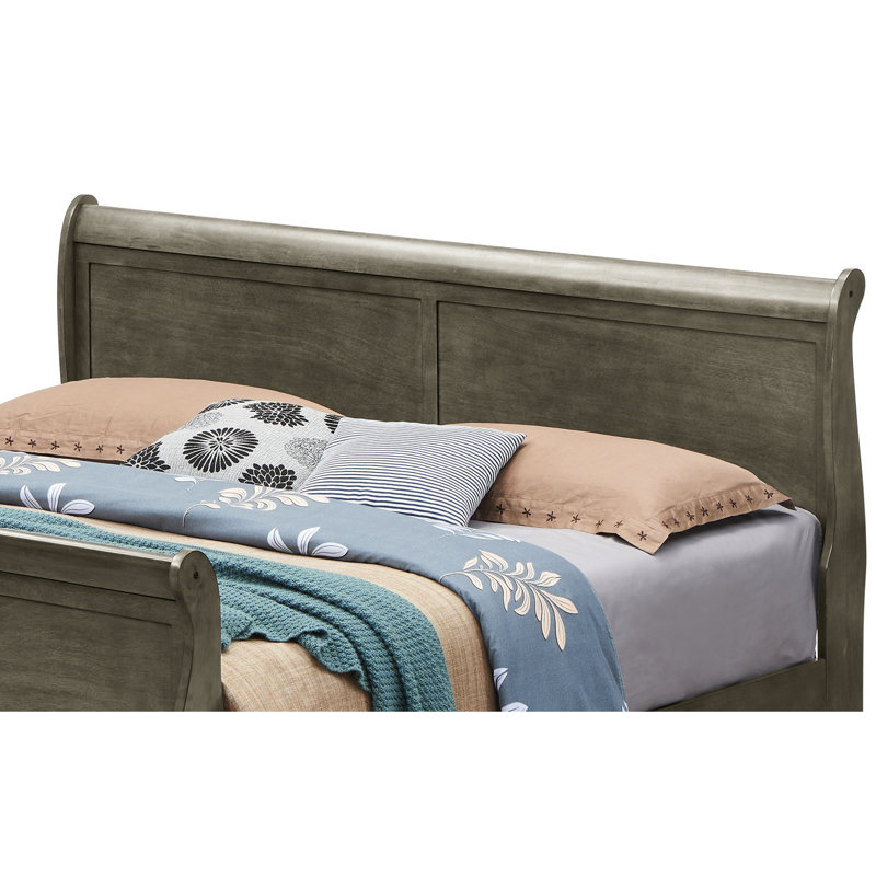 Lit traditionnel gris très grand lit - et durable, offre amplement d'espace de couchage, assemblage simple, s'harmonise avec divers décors avec des meubles élégants, une conception, une surface, une finition facile pour