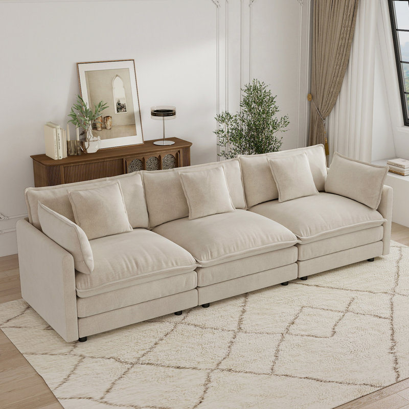 Canapé Cloud, canapé en chenille, canapé 3 places, H 33 po x l 111,4 po x P 34,2 po, Café