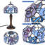 Lampe de table Tiffany en verre coloré rose de 8 pouces, lampe de chevet rétro fabriquée à la main avec base en bronze, lampe de chevet décorative pour le salon de la chambre à coucher