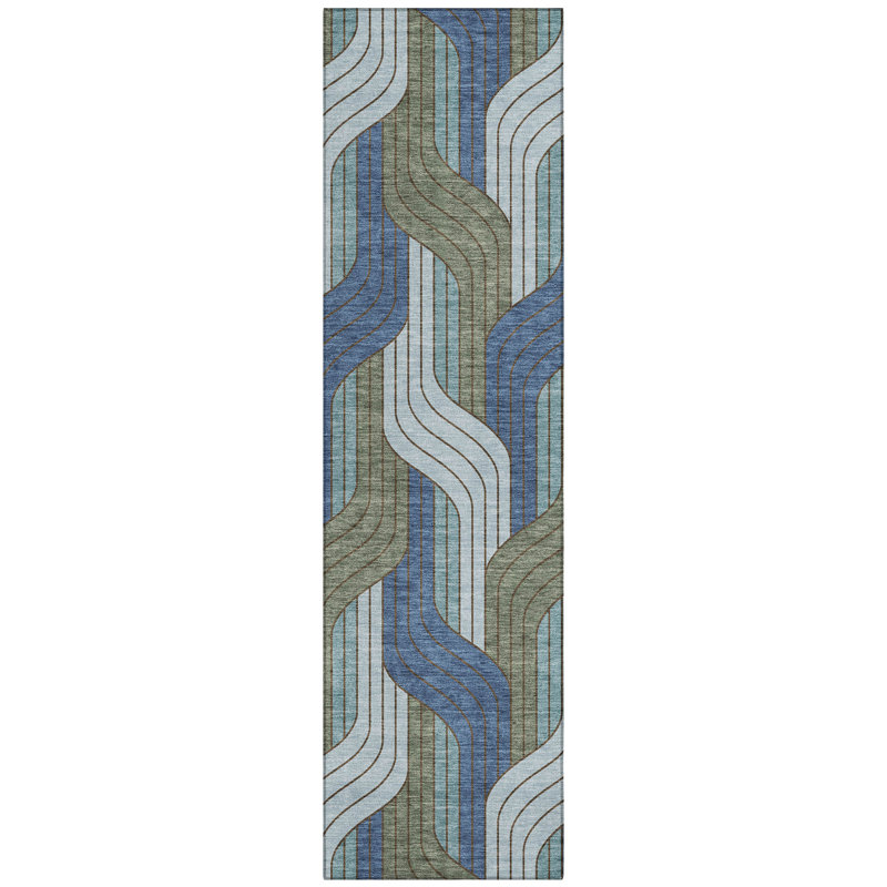 Machine Washable Indoor/Outdoor Lockway ACN2422 Mid-Century Modern Rug, Runner 2'3" x 7'6"