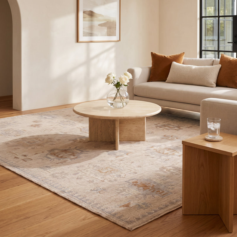 Winslet Hand-Knotted Beige/Ivory Area Rug, Rectangle 3'6" x 5'6"