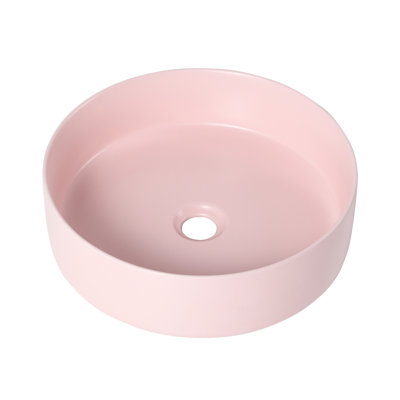 Ceramic Bathroom Sink - Pink Vessel Artistic Basin, 15.54In X 4.64In, Ceramic, Simple To Keep Germ- Art 15.7"15.7"4.7", Stain- Effortless Cleaning