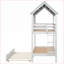 Lit simple superposé en bois de pin avec fenêtres de toit gigogne blanc gris