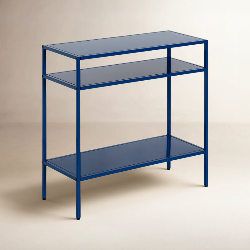 Level Steel Top End Table, Mykonos Blue