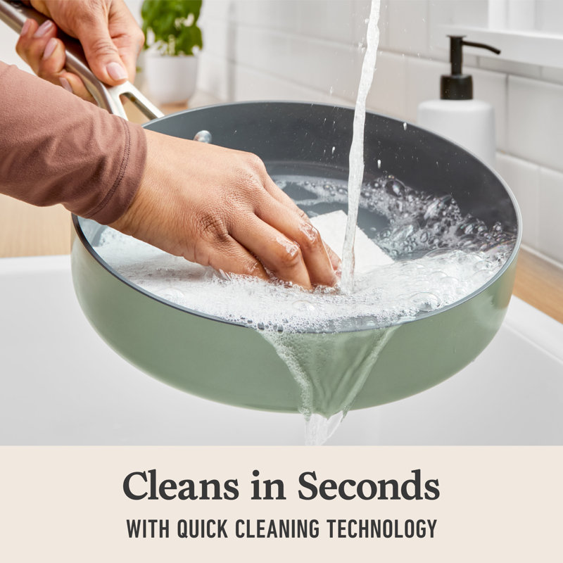 Ceramic Nonstick 3-Qt. Saut Pan with Lid, Silver Ash