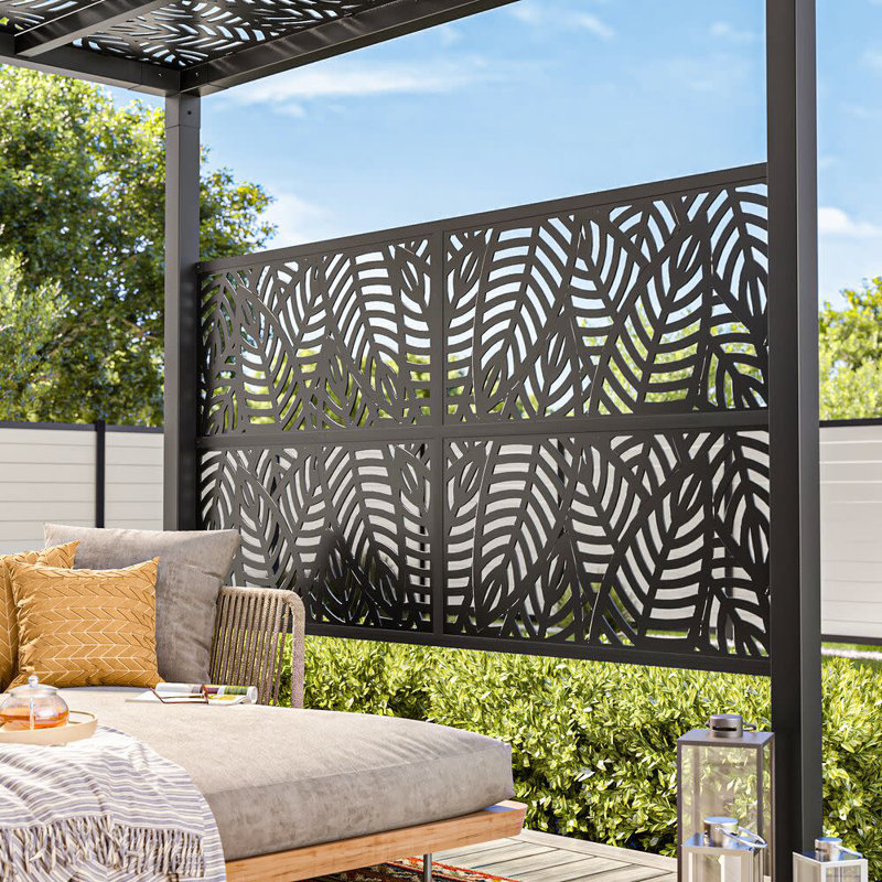 8 Ft. Matte Black Aluminum Pergola with Leaf Canopy