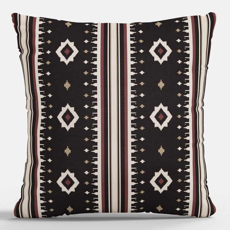 Coussin décoratif d'intérieur en raisin Sandro, Rayures brunes, Carré 22 po