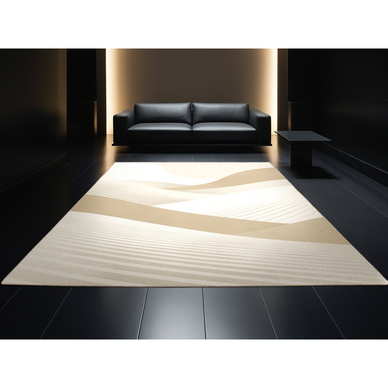 Tapis beige minimaliste lavable à la machine Outhe, 6 X 9