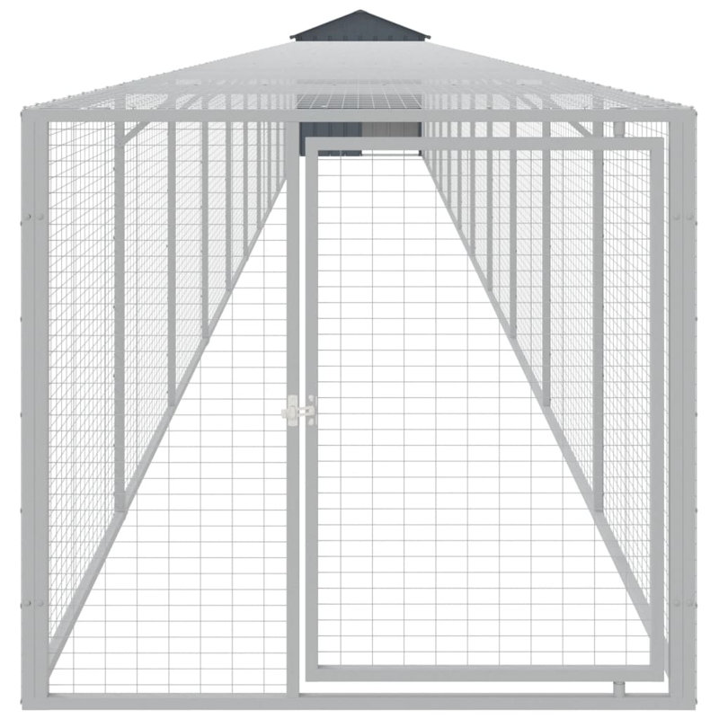 Poulailler avec couloir et grillage Drayten, Gris anthracite, H 48,4 po x l 46,1 po x P 480,7 po