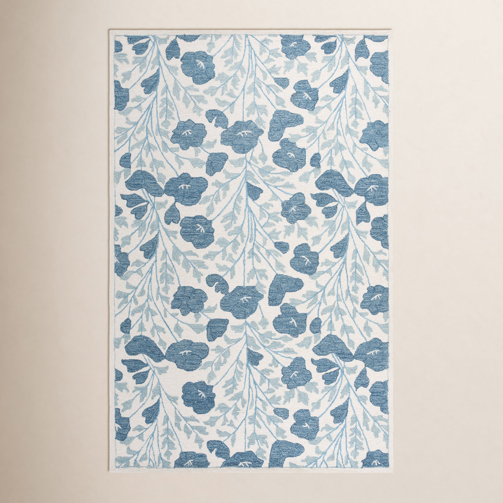 Hand-Tufted Wool Floral Rug, Rectangle 5' x 8'