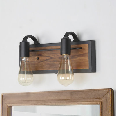 Éclairage pour salle de bain 2 lumières à base de bois