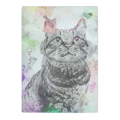 Tempered Glass Colours of a Cat in Abstract Chopping Board