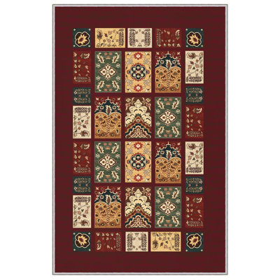 Stylish Woven Carpet (50 x 80 cm / 1.6 x 2.6 ft), 100% Polyester, 0.3 in Pile Height | Antibacterial, Non-Slip PVC Dot Underside | Machine Washable, 3D Digital Printing | Perfect for Living Room, Bedroom, and Home Decor | Durable & Easy to Clean