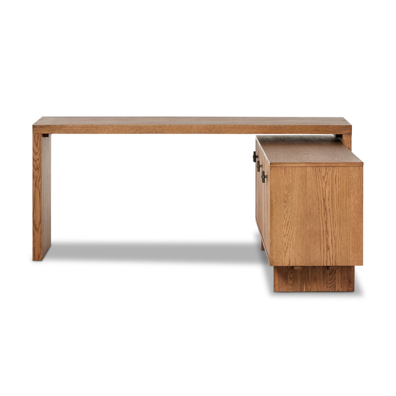 Posada Solid Wood Modular L-Shaped Executive Desk, Amber Oak