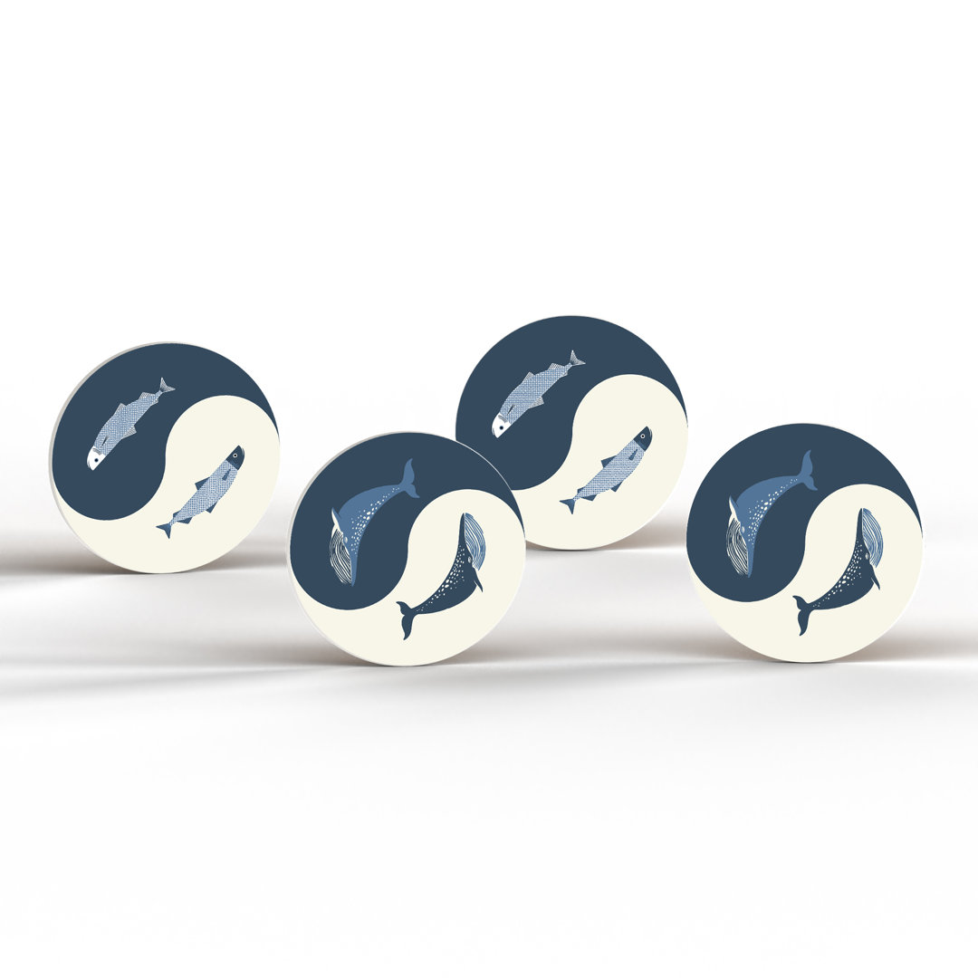 Ceramic Round 4 Piece Coaster Set