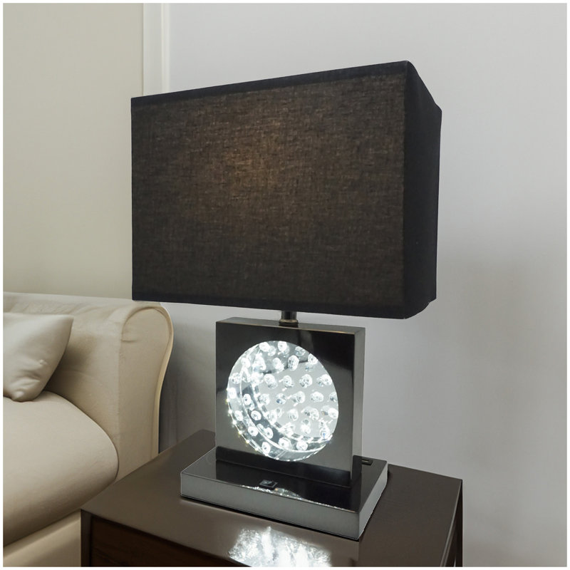 Lampe de table rectangulaire en cristal 1pc, Noir