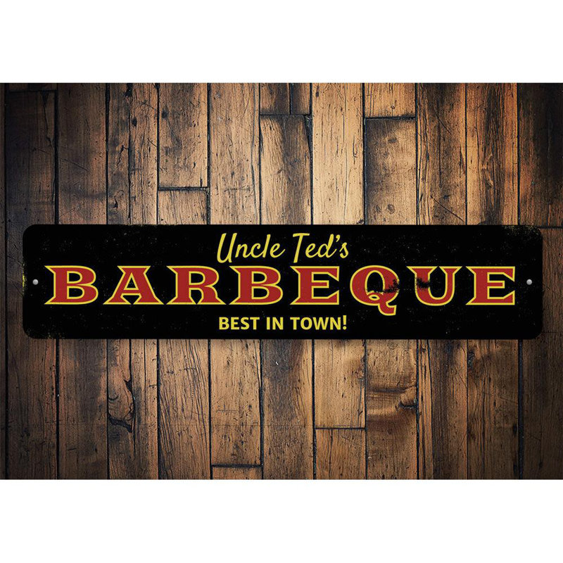 Plaque en aluminium «Barbecue Best In Town» personnalisée, H 6 po x l 24 po x P 0,063 po