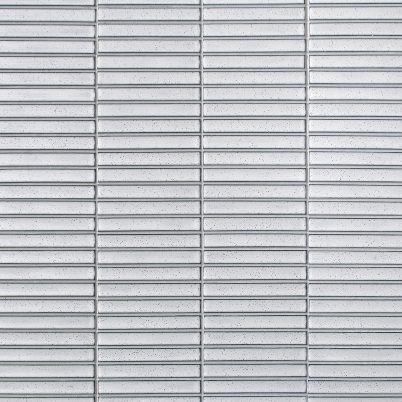 12" x 12" Stacked Glossy Kit Kat Finger Porcelain Floor & Wall Mosaic Tile, White