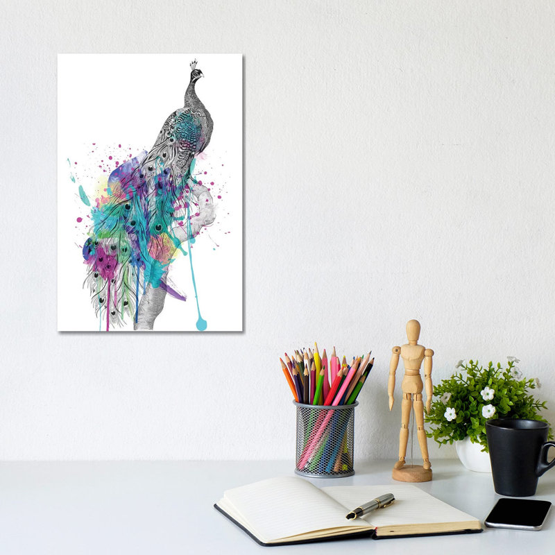 Peacock by Karin Roberts - Wrapped Canvas Print, 20.32 cm H x 30.48 cm W
