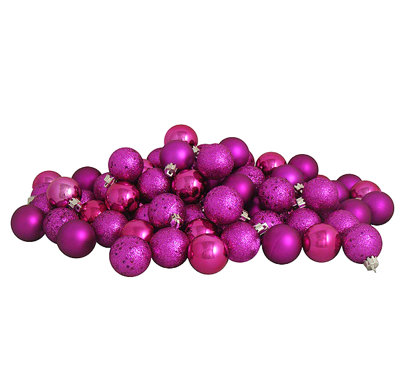 60ct Shatterproof 4-Finish Christmas Ball Ornaments 2.5" (60mm)