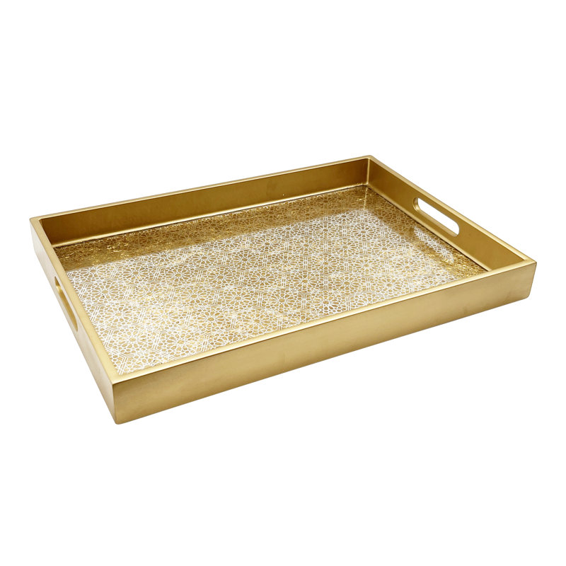 Sparkle Escape Glass Mirror Tray, Gold