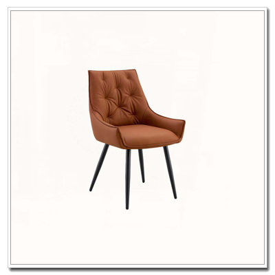 Faux Leather Dining Room Chair, Metal Kitchen Chairs With Gold Mesh Texture And Black Sanded Legs, Flat Back Upholstered Chair