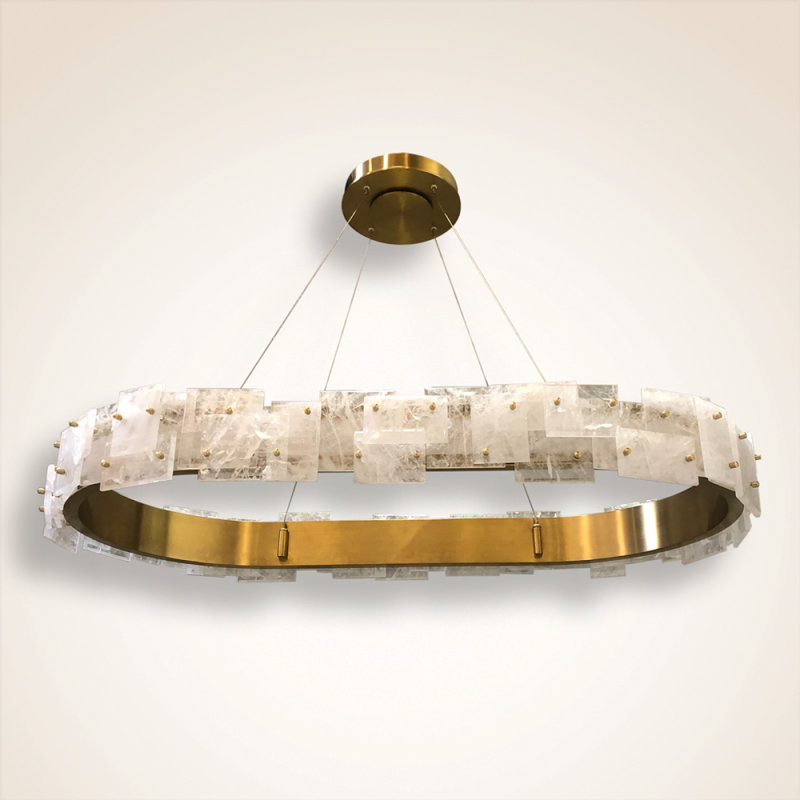 Luminaire suspendu clair Petra Mille, Fumée, 60" Length x 28" Width x 6" BH x 31" OAH, Argent
