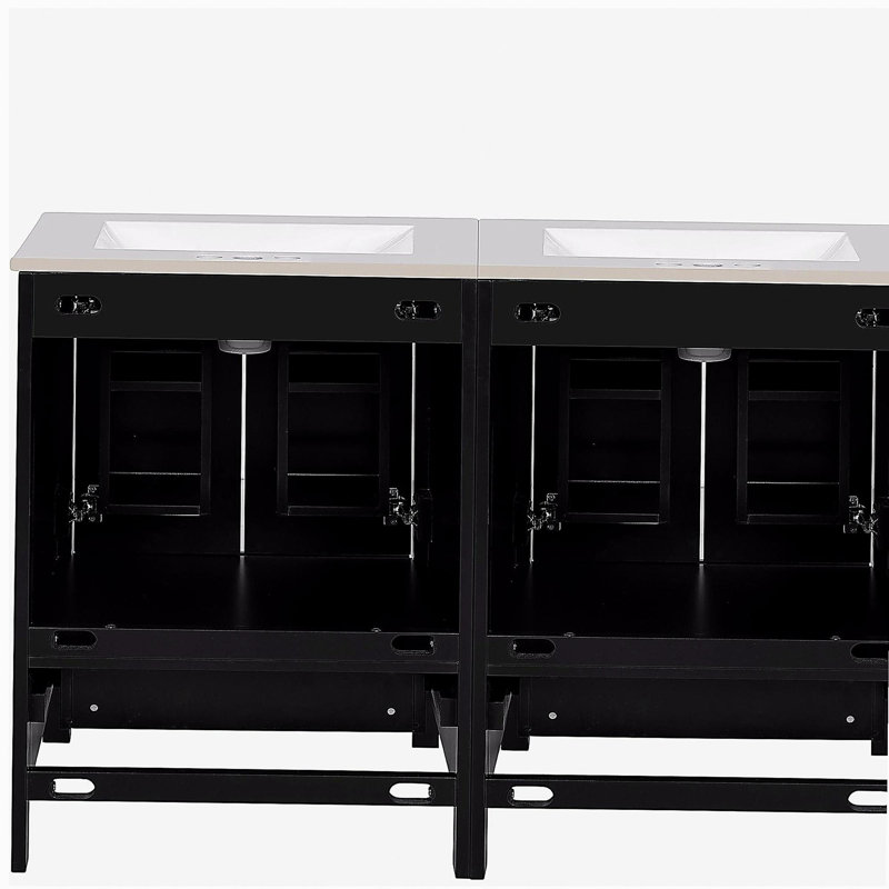 Meuble-lavabo de 48 pouces avec lavabo encastré intégré, armoire de rangement, portes à fermeture en douceur, tiroir divisé et tablette à double couche pour un rangement polyvalent