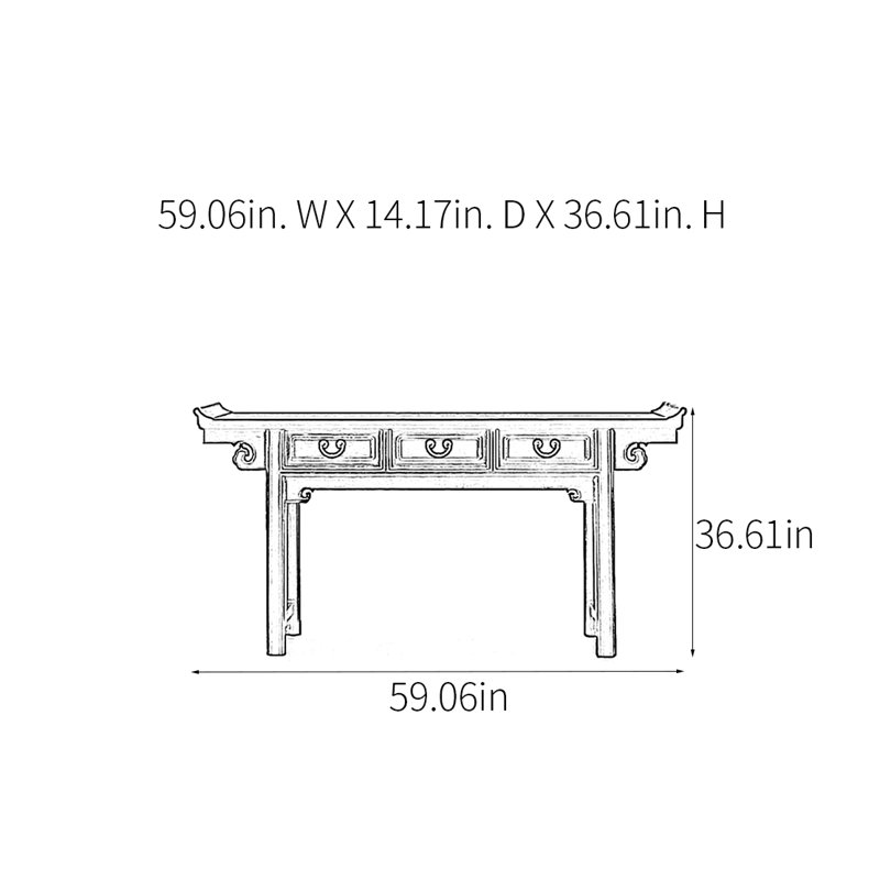 Console Retro Classical Art, H 36,61 po x l 59,06 po x P 14,17 po