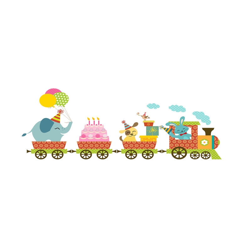 Cheerful Train - Wrapped Canvas Print