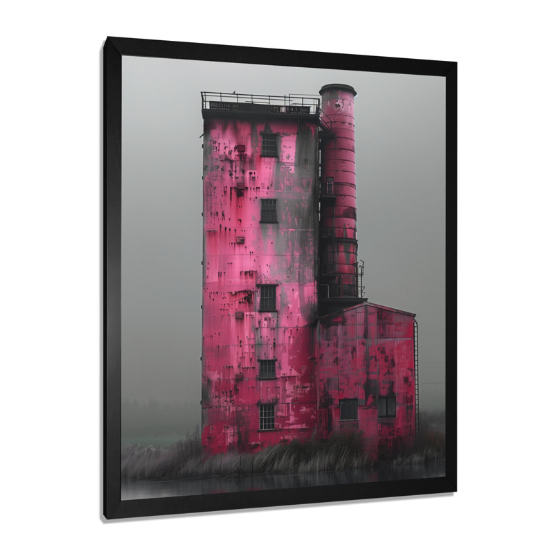 Photo de moulin rose rose, H 12 po x l 20 po, Cadre simple noir, bois massif