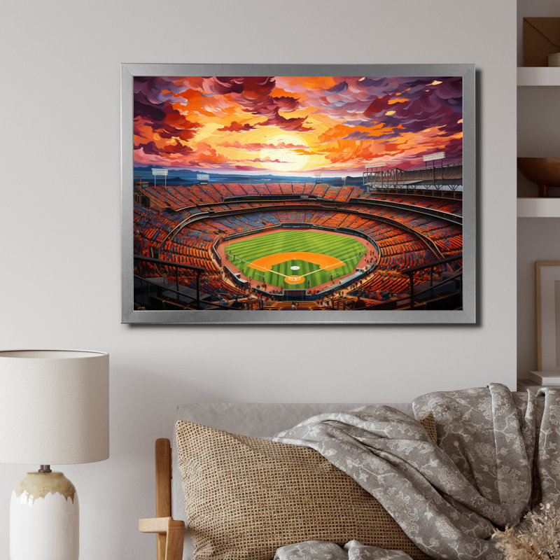 Abstract Baseball Stadium IV - Architecture Canvas Prints, H 34 po x l 44 po, Cadre photo blanc