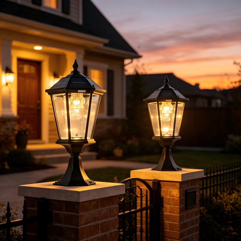 Solar Post Light Outdoor Class Black Aluminum Zb(2 Pack)