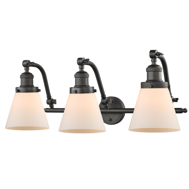Kawamoto 3 - Light Dimmable Vanity Light, Oil Rubbed Bronze, Matte White Cased, 6 Watt Vinage LED Bulb